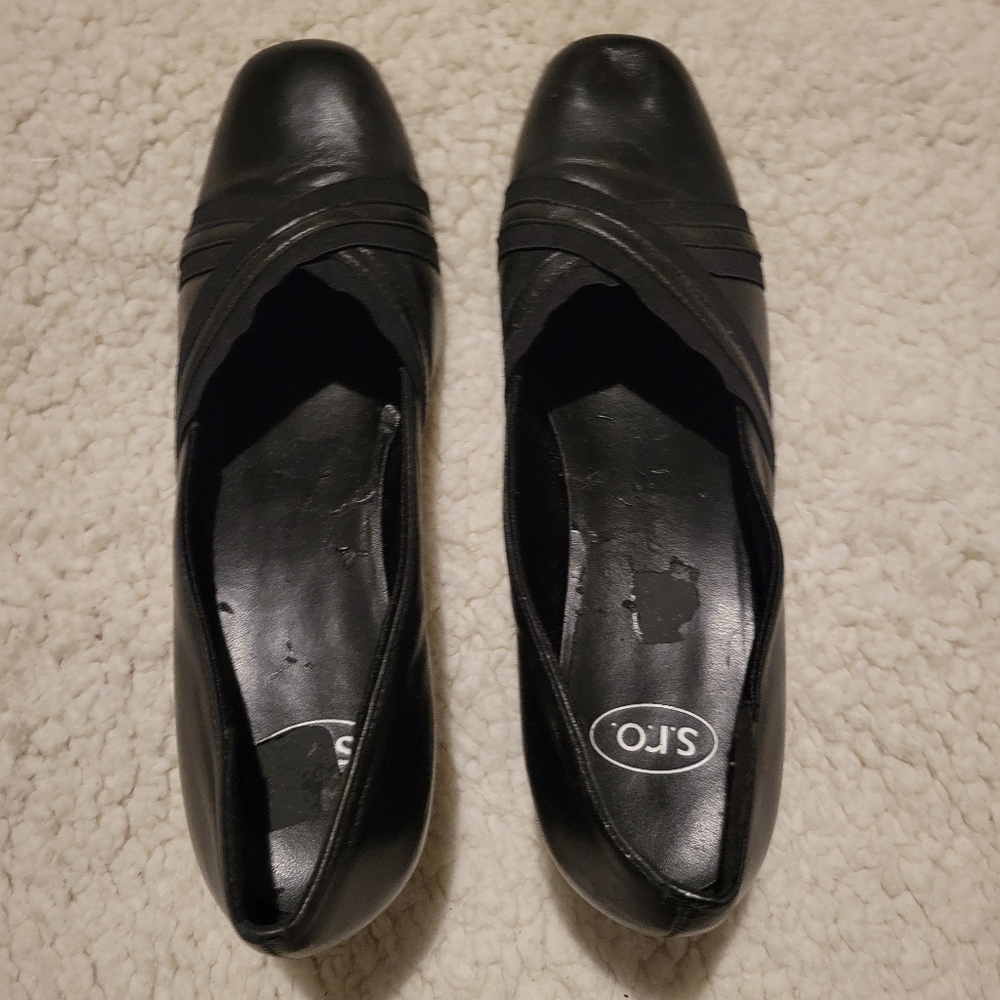 WOMENS S.R.O. SAMMI LEATHER HEEL PUMPS BLACK SIZE 8 - Picture 3 of 13